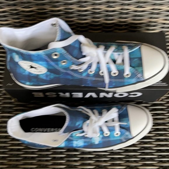 Converse Chuck Taylor All Star Hi Blue Plaid/White/Black MEN`S - Picture 3 of 16